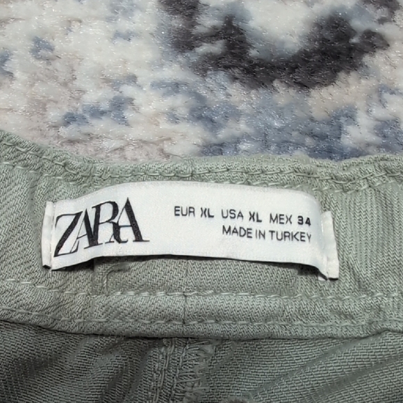 Zara Carrot Fit Light Sage Green Casual Pants XL Relaxed Tapered Leg - Picture 2 of 4